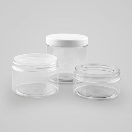 Clear Shallow Screw Top PET Plastic Jars - 150ml, 200ml, 300ml, 350ml, 400ml, 500ml, 750ml